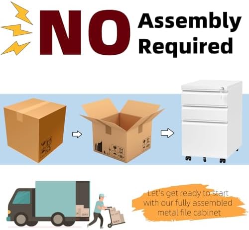 Approgreent Mobile File Cabinet for Home Office, Lockable 3 Drawer Filing Cabinet with Wheels for A4-Size/Letter-Size/Legal-Size