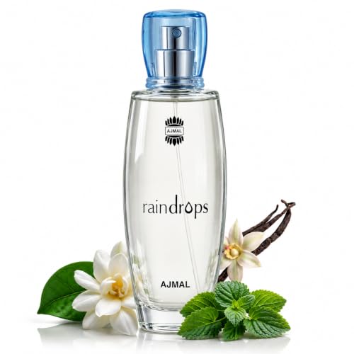Ajmal Rain Drops EDP for Women, 1.7 fl oz / 50 ml | Fresh floral and fruity inspired by ocean breeze. Long-lasting and ideal for everyday elegance.