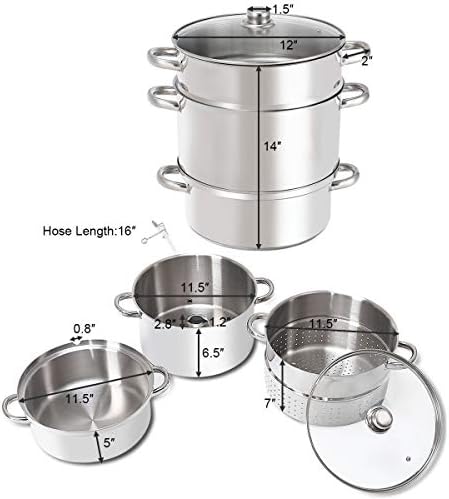 WATERJOY 11 Qt Steamer Jucicer, Stainless Steel canner cookware For Food Vegetables Fruit