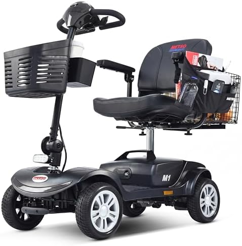 Metro Mobility 4 Wheel Foldable Mobility Scooter for Adults - 300 lbs Capacity Electric Mobility Scooters for Seniors - Long Range Power Extended