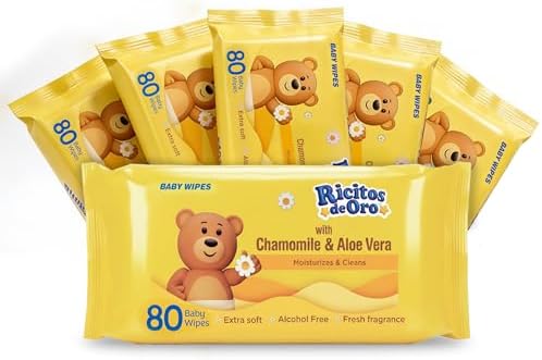Ricitos de Oro Baby Wipes | Chamomile & Aloe Vera | 80 ct | 6-Pack