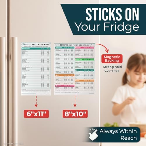 Cathy Yoder's Air Fryer Cheat Sheet Set, Air Fryer Accessories, AirFryer Cooking Guide Magnetic Cheat Sheet
