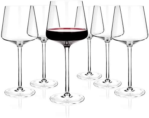 Crystal Wine Glasses Set 6, Red White Wine Large Glasses - 100% Lead-Free Glass - Pinot Noir - Burgundy - Bordeaux - 20.5-ounce