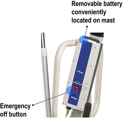 Invacare Reliant 450 Battery-Powered Patient Lift with Low-Base | 450 lb Capacity Power Lift | Includes 2 Batteries, Wall Charger, and Padded 6-Point Swivel Bar | Floor-to-High Bed Transfer
