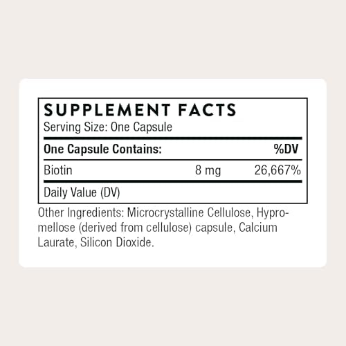 THORNE Biotin, 8 mg Vitamin B7 Supplement, 60 Capsules | Supports Healthy Hair, Nails, Skin & Metabolism, Supports Nerve Health*, Gluten