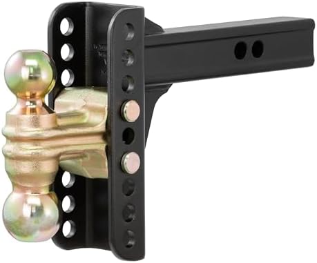 CURT 45900 Adjustable Dual-Ball Channel Mount, 2" Shank, 6" Drop | 2" Ball Rated 10, 000 lb, 2-5/16" Ball Rated 14, 000 lb, 5-1/4" Rise
