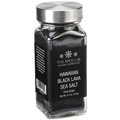 The Spice Lab Real Hawaiian Black Lava Salt, Fine, 1 lb | OU Kosher Gluten-Free Non-GMO Gourmet Salt - Authentic Hawaiian Black Salt - Halloween Margarita Salt