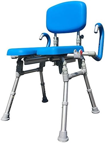 UltraCommode Shower Chair for Elderly and Disabled, Foldable Commode | Sit Securely While Bathing - Blue, padded seat, adjustable height