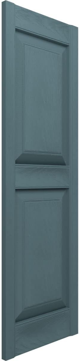 Ekena Millwork LP2S14X05500MG Lifetime Vinyl Standard Two Equal Panels with Raised Panel Shutters, 14 3/4" W x 55" H, Midnight Green, 1 Piece