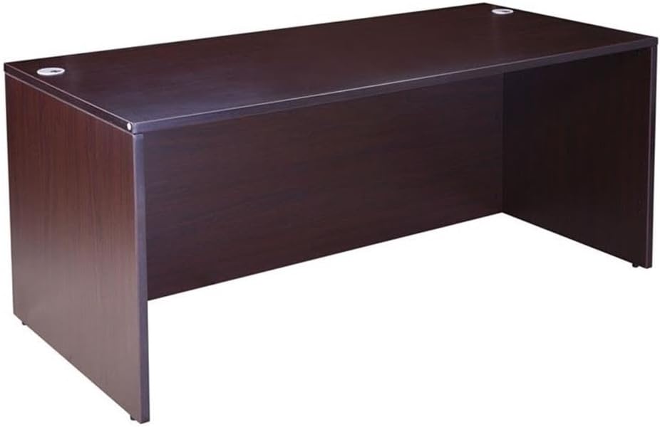 Boss Office Products Holland Executive U-Shape Desk with Lateral File Storage and Hutch, 66", Mocha