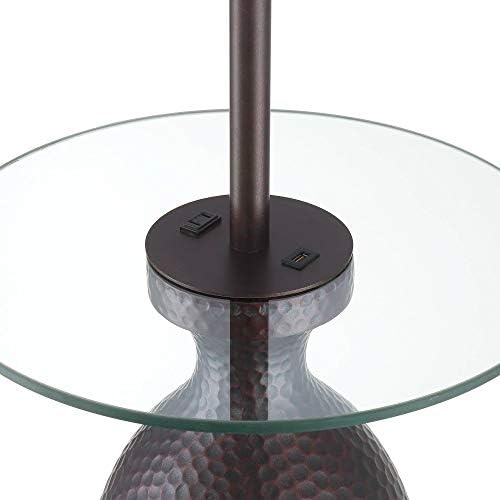 Regency Hill Fallon 66" Tall Bronze USB and Outlet Tray Table Floor Lamp