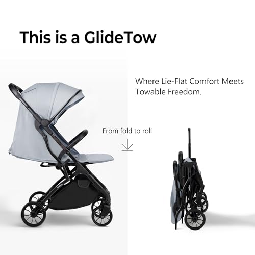newyoo GlideTow TR18 Travel Stroller, Compact & Lightweight, Muted Olive | Newborn to toddler, foldable, self-standing design, 175° near-flat recline, large mesh window, trolley mode & UPF 50+ canopy