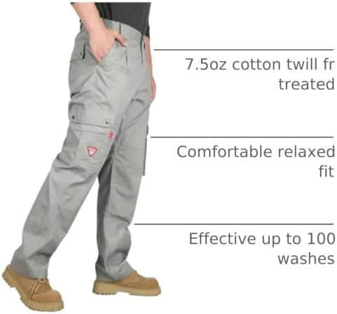 TICOMELA FR Pants for Men 7.5oz Lightweight (9 Pockets) Multi-Pocket 100% C