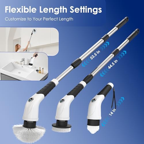 Cordless Electric Spin Scrubber, IPX7 Waterproof Rechargeable Power Cleaning Brush with 4000mAh Battery, 210min Runtime, 7 Brush Heads
