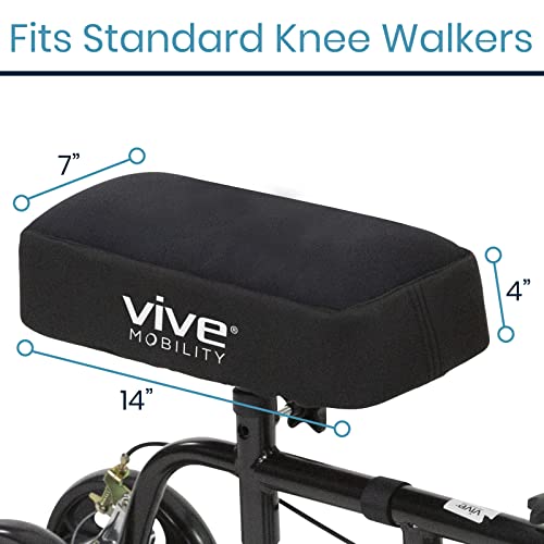 Vive Mobility Knee Scooter Pad Cover - Accessories Cushion Cover | Comfort (Dense Foam) - for Broken Leg Crutch Cart Roller, Injuries, Surgery, Foot