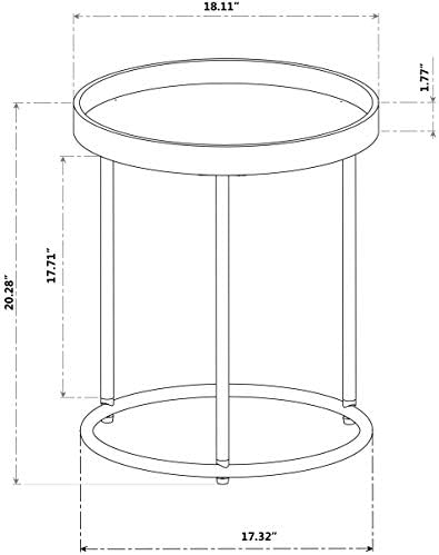 Roundhill Furniture Genoa Round Tray Table with Metal Frame, Espresso