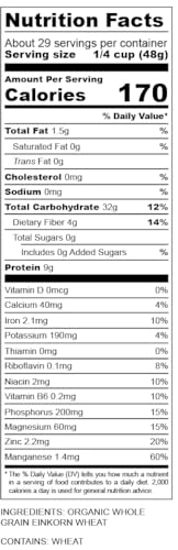 Organic Einkorn Wheat Berries - 3lbs