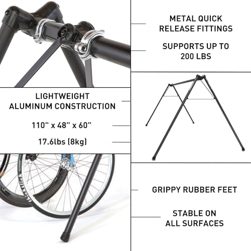 Feedback Sports A-Frame Portable Bike Storage Rack with Travel Bag, Black | Hangs up to 8 bikes for events and team pits