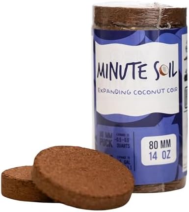 Minute Soil - Compressed Coco Coir Fiber Grow Medium 80mm x 15mm - 14 oz (1 Pack)
