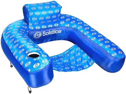 SWIMLINE Original Fabric Covered Inflatable Pool Lounger | with Comfortable Sling Seat, Back Rest, and Built in Cup Holder | for Pool, Beach, Lake, and More