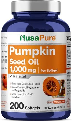 Pumpkin Seed Oil, Non-GMO, Soy Free, 1000mg, 200 Softgels - 200 Servings | Natural Source of Phytosterols, Fatty Acids, Suitable for Adults
