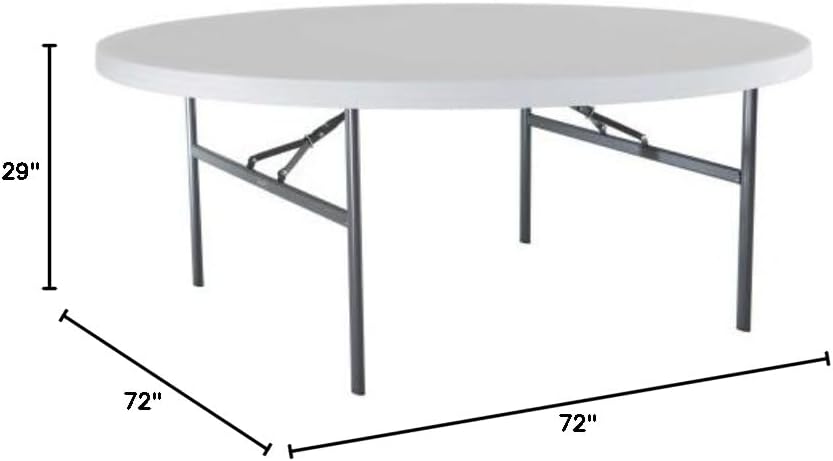 Lifetime 22673 Folding Round Table, 6 Foot, White Granite
