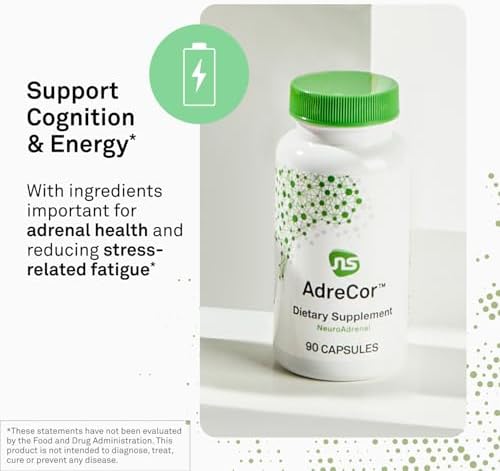 Neuroscience AdreCor Adrenal Support Supplement, 180 ct | Promotes Cortisol Detox, Stress Fatigue & Energy, Rhodiola, L-Tyrosine