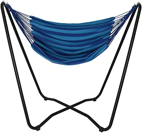 Sunnydaze Hanging Hammock Chair with Stand, Sunset | Space-Saving, Indoor or Outdoor Use, 330-Pound Capacity, Powder-Coated Steel Construction