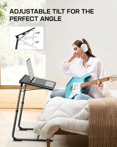 LORYERGO Multifunctional TV Tray Table - 2 Packs Adjustable TV Dinner Tray Tables with 6 Height & 3 Tilt Angle