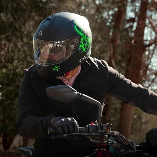 TRIANGLE Full Face Dual Visor Motorcycle Helmet, DOT Approved for Adults | High-Impact Street Bike Headwear with Smoked Inner Shield, Fast Buckle Strap & Breathable Comfort Padding for street riding