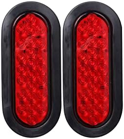 2Pcs 6" Oval Trailer Tail Lights Red 24 LED Stop Turn Brake Light | Trailer Marker Lights Stop Turn Tail Light Flush Mount for RV Truck Boat Trailer