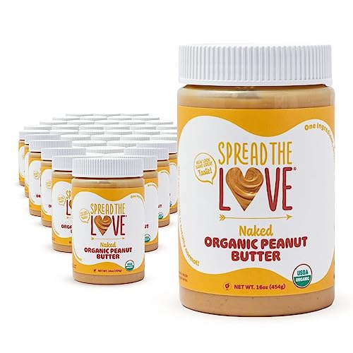 Spread The Love NAKED Organic Peanut Butter, 16 oz Jar, 1 Pack