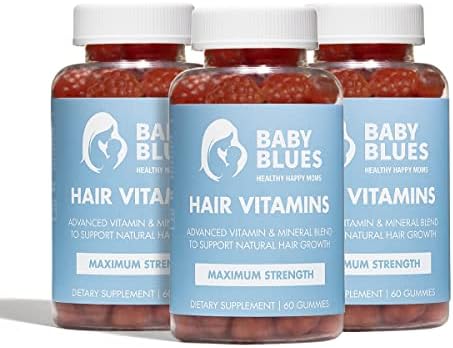 Baby Blues Postpartum Hair Loss Vitamins & Gummies for Women, Biotin & Collagen for Hair Growth Support, Thinning Hair Support