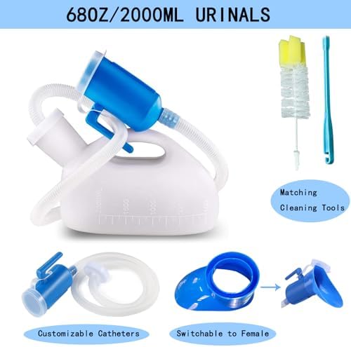 2000ML Urinal for Men, Spill Proof Urine Bottle, Pee Bottle for Hospital