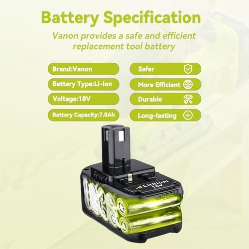 VANON 7000mAh Replacement for Ryobi 18V Battery 2Pack
