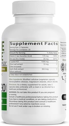 Bronson L-Lysine Defense Immune Support Complex, 1500 mg, 90 Capsules
