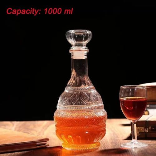 MDLUU Liquor Decanter, Glass Spirits Decanter with Airtight Stopper, Whiskey Vodka Bourbon Decanter Bottle for Gift, Home, Bar, Party Decor