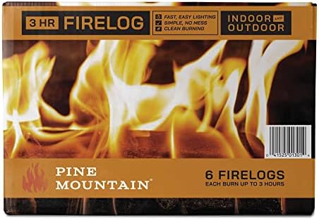 Pine Mountain 100% Natural Classic Firelog, 3-Hour Burn Time, 6 Logs, Green