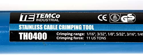 TEMCo Hydraulic Hand Crimping Tool for 1/16" to 1/4" Stainless Steel Cable Railing Fittings (Custom Cable Railing Crimper) – 11 US TONS Crimping
