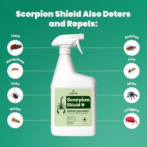Cedarcide Scorpion Shield (Quart) Indoor Cedar Oil Pest Control Spray - Kills & Repels Scorpions and Other Pests Guaranteed - Pet Safe