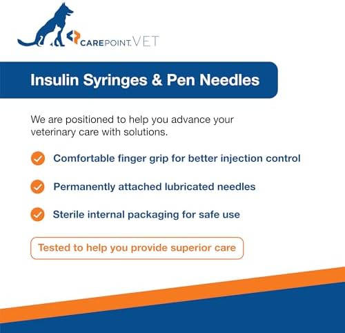 Carepoint Vet U-40 Pet Insulin Syringes, 29G x 1/2" 1/2cc, Comfortable Injection, Bold Permanent Markings for Accurate Dosage, Disposable, Box of 100
