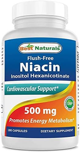 Best Naturals Flush-Free Niacin Inositol Hexanicotinate 500 mg 180 Capsules