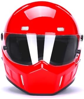 CRG Sports Retro Full Face Motorcycle Helmet, DOT Approved Fiberglass Street Bike Helmet with Clear Visor, Lightweight Cafe Racer Cruiser Motorcycle Helmet