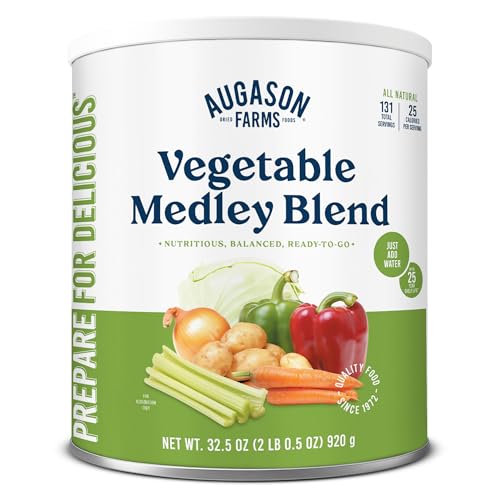 Augason Farms Vegetable Medley Blend Can | 131 Servings, Dehydrated Mixed Veggies, Gluten Free Emergency Food Supply with Long Shelf Life for Survival