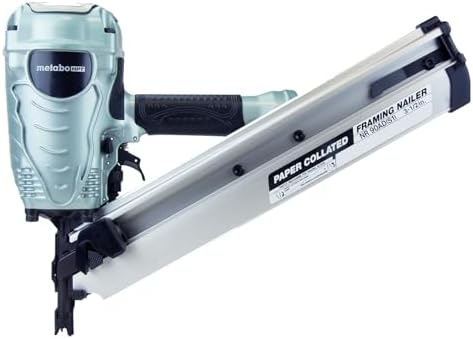 Metabo HPT Framing Nailer 30° Paper Collated Nails Framing Tool, NR90ADS1 | Roof Decking, Housing Construction, Truss Build-Up, Flooring Use