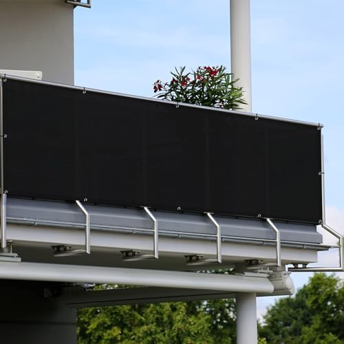 SUNLAX 3'x10' Black Balcony Privacy Screen Fence Windscreen 90% UV Block