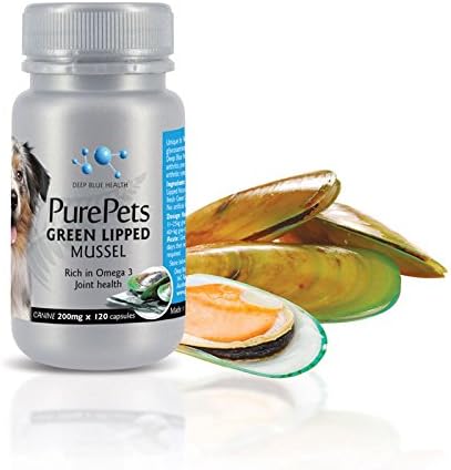 PurePets New Zealand Green Lipped Mussel Capsules for Dogs and Cats - 200mg x 120 Capsules - for Hip & Joint Support - 100% Natural Arthritis Pain
