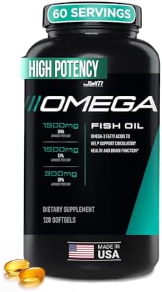 Omega JYM Fish Oil Supplement for Men & Women, EPA, DHA, DPA - 120 Softgels | High Potency Omega-3 Fatty Acids, EPA DHA DPA