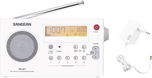 Sangean PR-D7 AM/FM Digital Rechargeable Portable Radio - White, One Size