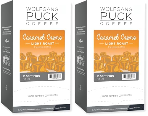 Wolfgang PuckCoffee, Caramel Cream, 9.5 Gram Soft Pods, 18 Count (Pack of 1)